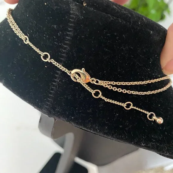 Double Chain Hanging Gemstone Pendant with Gold Bar - Picture 3 of 3